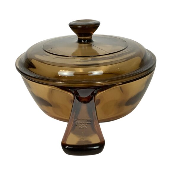 Corning Vision Amber Glass Saucepan With Pyrex Lid .5L Vintage - Picture 3 of 11